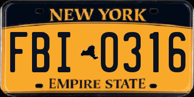 NY license plate FBI0316