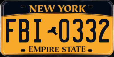 NY license plate FBI0332