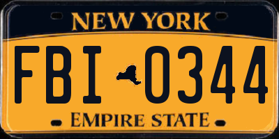 NY license plate FBI0344