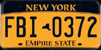 NY license plate FBI0372