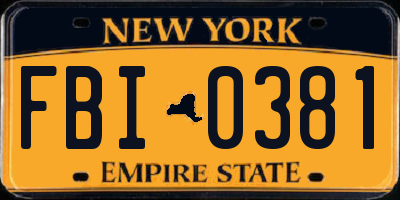 NY license plate FBI0381