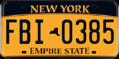 NY license plate FBI0385