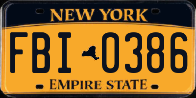 NY license plate FBI0386