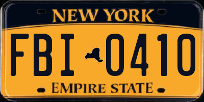 NY license plate FBI0410