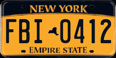NY license plate FBI0412