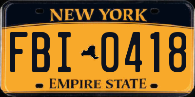 NY license plate FBI0418