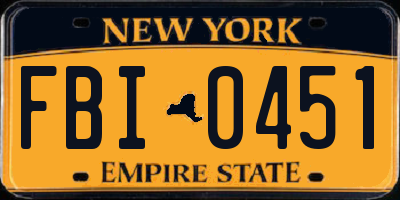 NY license plate FBI0451