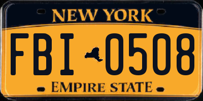 NY license plate FBI0508