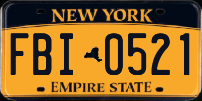 NY license plate FBI0521