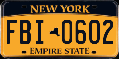 NY license plate FBI0602