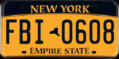 NY license plate FBI0608