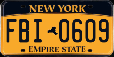 NY license plate FBI0609