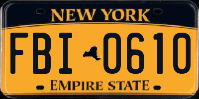 NY license plate FBI0610
