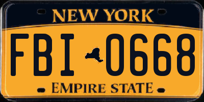 NY license plate FBI0668