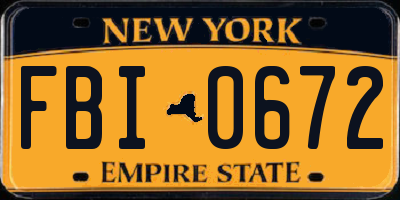 NY license plate FBI0672
