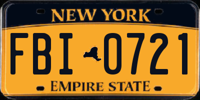 NY license plate FBI0721