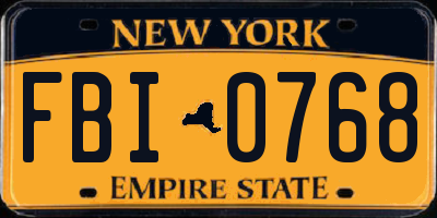 NY license plate FBI0768