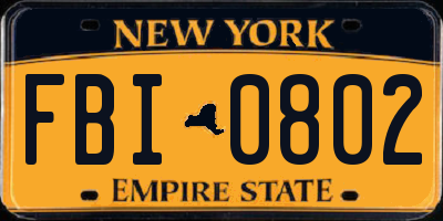 NY license plate FBI0802