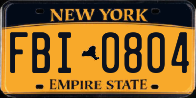 NY license plate FBI0804