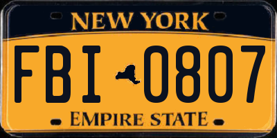 NY license plate FBI0807