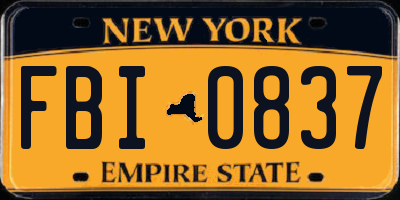 NY license plate FBI0837