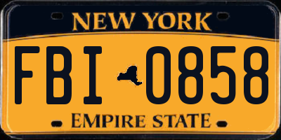 NY license plate FBI0858