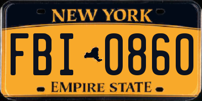 NY license plate FBI0860