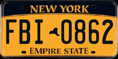 NY license plate FBI0862