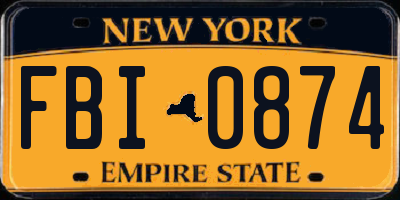 NY license plate FBI0874
