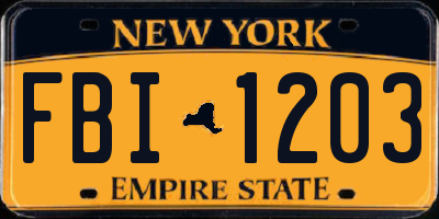 NY license plate FBI1203