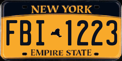 NY license plate FBI1223