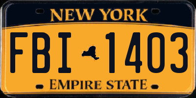NY license plate FBI1403