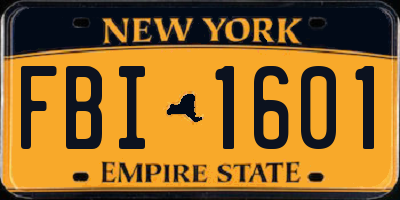NY license plate FBI1601