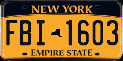 NY license plate FBI1603