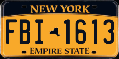 NY license plate FBI1613