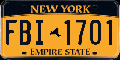 NY license plate FBI1701