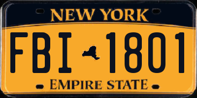 NY license plate FBI1801