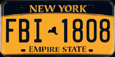 NY license plate FBI1808