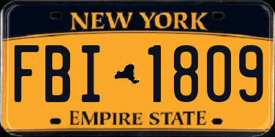 NY license plate FBI1809