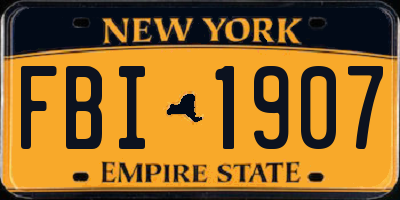 NY license plate FBI1907