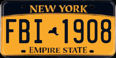 NY license plate FBI1908