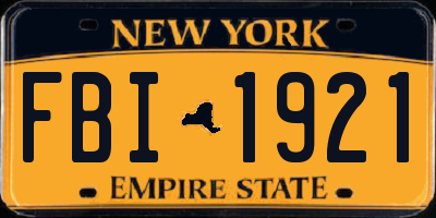 NY license plate FBI1921