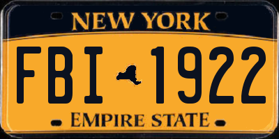 NY license plate FBI1922