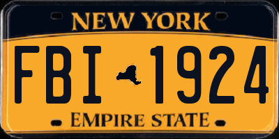 NY license plate FBI1924