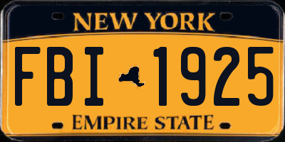 NY license plate FBI1925