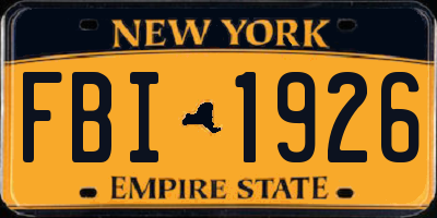 NY license plate FBI1926