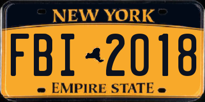 NY license plate FBI2018