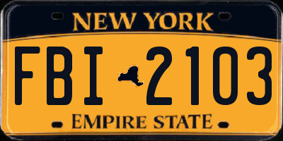 NY license plate FBI2103