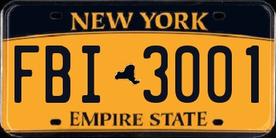 NY license plate FBI3001