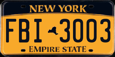 NY license plate FBI3003